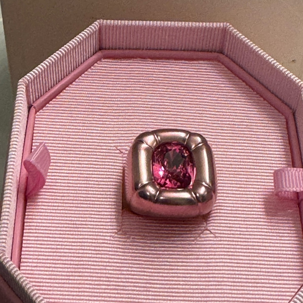 Swarovski Pink Crystal Cushion Ring in Rose-Tone Setting